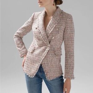 WHBM | Pink Tweed Double Breasted Studio Blazer Jacket | 2